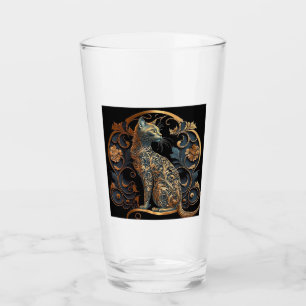 Art Nouveau Cat Glass Tumbler 