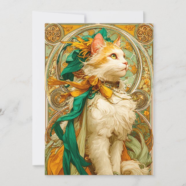 Art Nouveau Cat Holiday Card (Front)