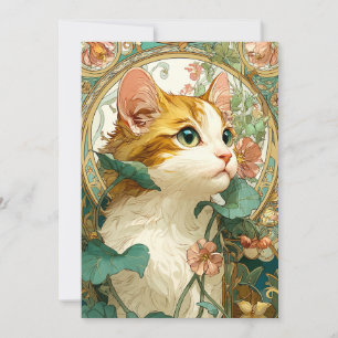 Art Nouveau Cat Holiday Card