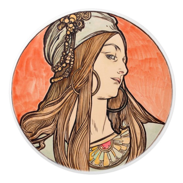 Art Nouveau Ceramic Knob (Front)