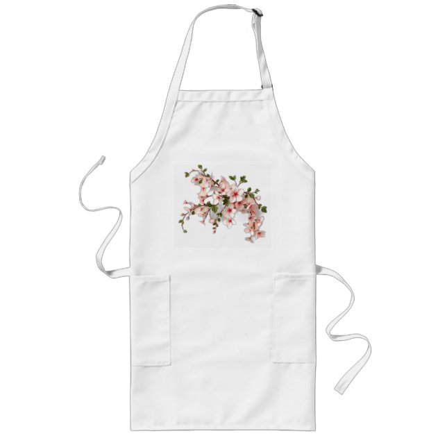 Art Nouveau Cherry Blossoms with Ivy Long Apron (Front)