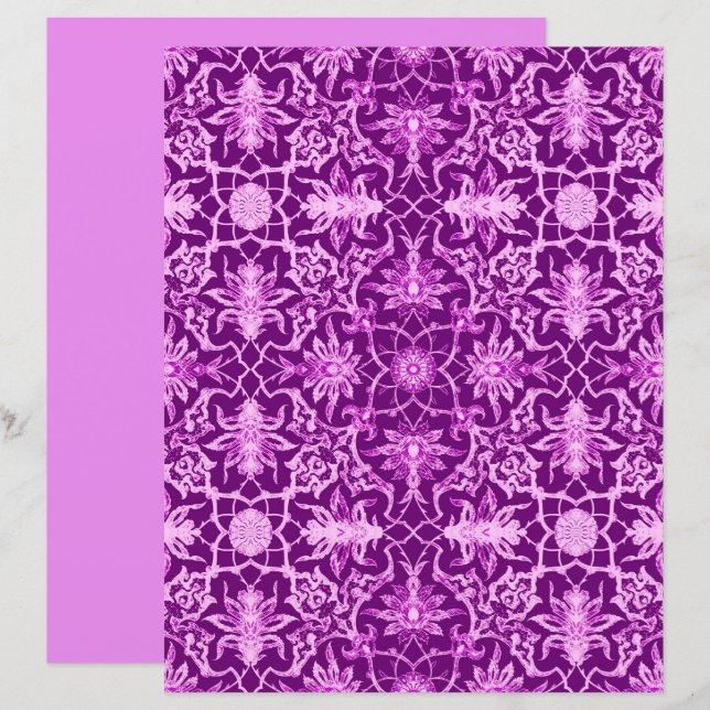 Art Nouveau Chinese Pattern, Amethyst Purple (Front/Back)