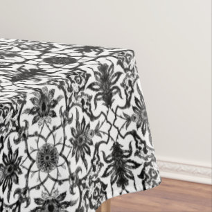 Art Nouveau Chinese Pattern - Black and White Tablecloth