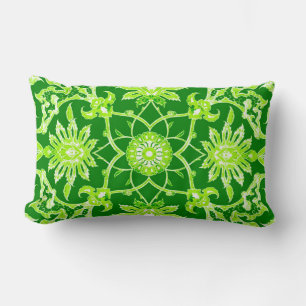 Art Nouveau Chinese Pattern - Emerald Green Lumbar Pillow