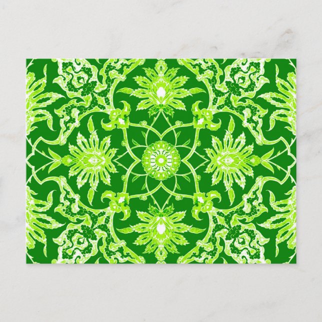 Art Nouveau Chinese Pattern - Emerald Green Postcard (Front)