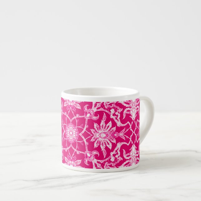 Art Nouveau Chinese Pattern - Fuchsia Pink Espresso Cup (Front Right)