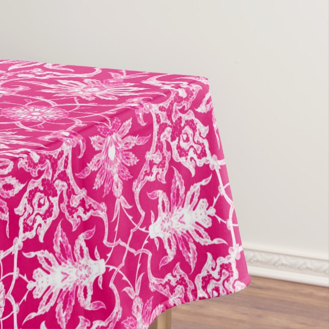Art Nouveau Chinese Pattern - Fuschia Pink Tablecloth (In Situ)