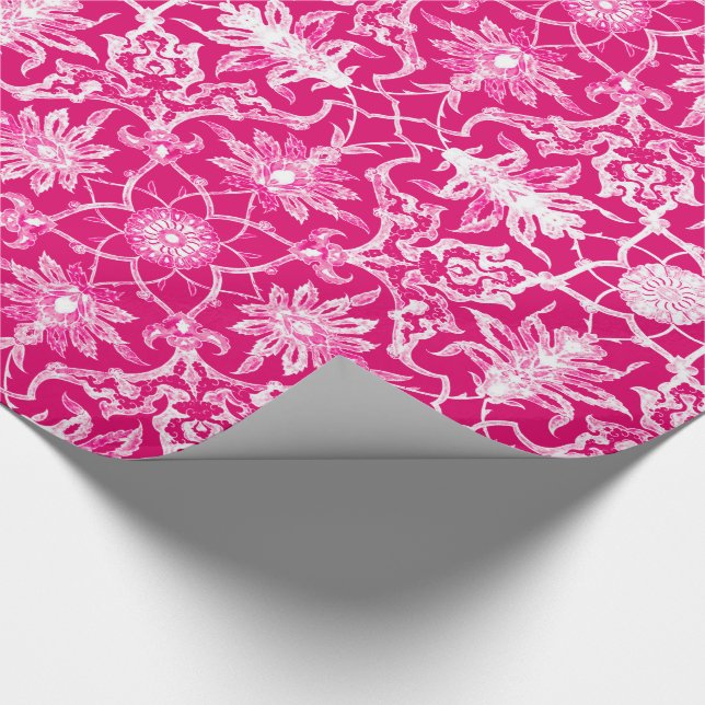 Art Nouveau Chinese Pattern - Fuschia Pink Wrapping Paper (Corner)