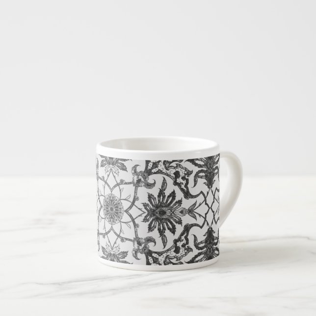 Art Nouveau Chinese Pattern - Silver Grey Espresso Cup (Front Right)