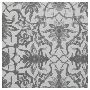 Art Nouveau Chinese Pattern - Silver Grey Fabric