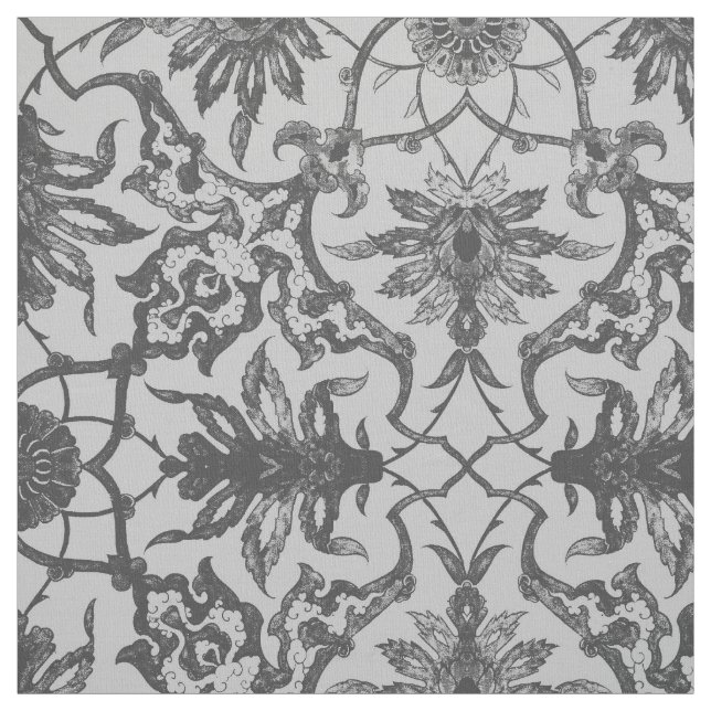 Art Nouveau Chinese Pattern - Silver Grey Fabric (Swatch)