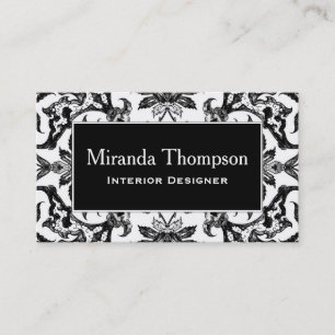 Art Nouveau Chinese Tile - Black and White Business Card
