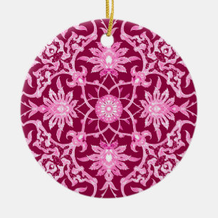 Art Nouveau Chinese Tile - Burgundy Wine Ceramic Ornament