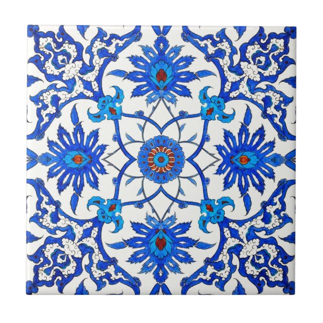 Art Nouveau Chinese Tile - Cobalt Blue & White (Front)