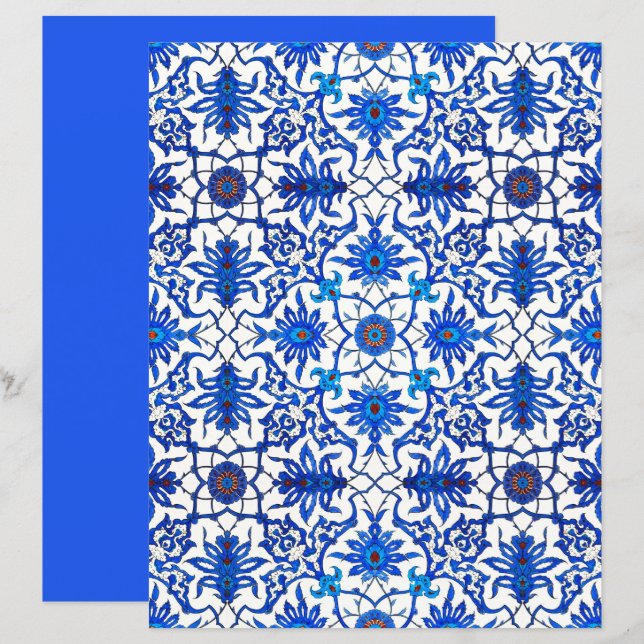 Art Nouveau Chinese Tile, Cobalt Blue & White (Front/Back)