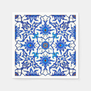 Art Nouveau Chinese Tile - Cobalt Blue & White Napkin
