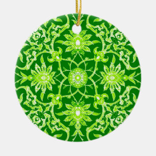 Art Nouveau Chinese Tile - Emerald Green Ceramic Ornament