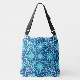 Art Nouveau Chinese Tile -  Turquoise and Blue Crossbody Bag