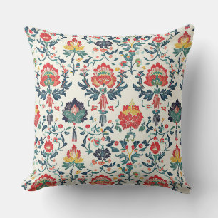 Art Nouveau Chinoiserie Lotus Floral Throw Pillow