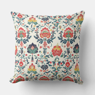Art Nouveau Chinoiserie Lotus Floral Throw Pillow