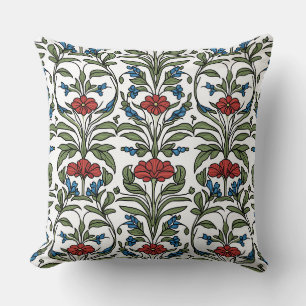 Art Nouveau Chinoiserie Lotus Floral Throw Pillow