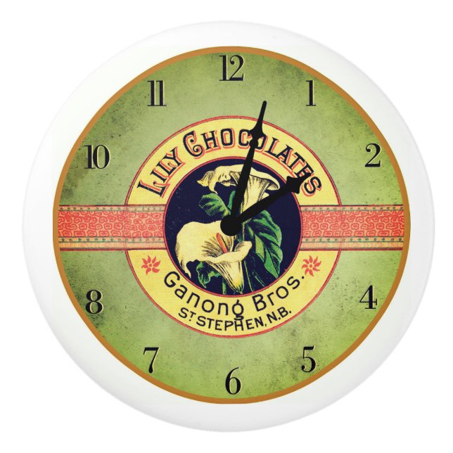 Art nouveau chocolate advertisement clock ceramic knob (Front)