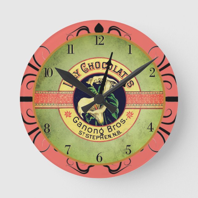 Art nouveau chocolate clock medium clock (Front)