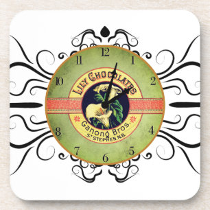 Art nouveau chocolate co. Advertisement clock Coaster