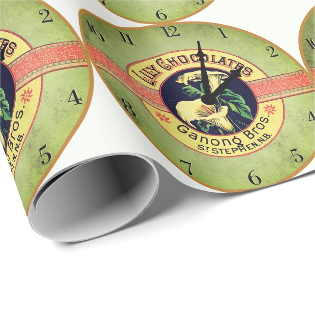 Art nouveau chocolate co advertisement clock  wrapping paper (Roll Corner)
