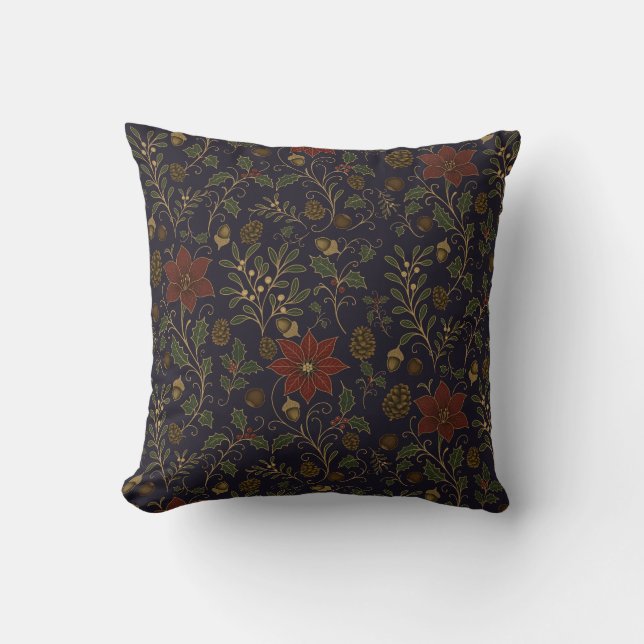 Art Nouveau Christmas Throw Pillow (Front)