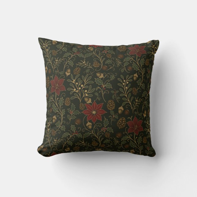 Art Nouveau Christmas Throw Pillow (Front)