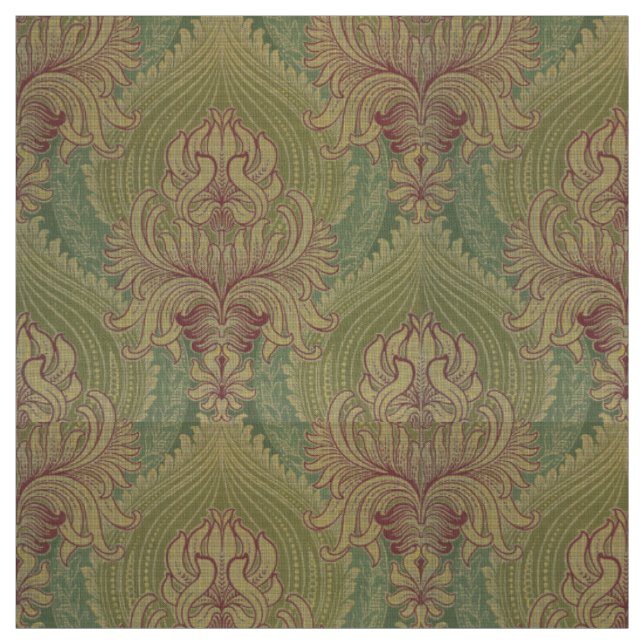 Art Nouveau Chrysanthemum & Artichoke Pattern Fabric (Swatch)