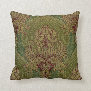 Art Nouveau Chrysanthemum & Artichoke Pattern Throw Pillow
