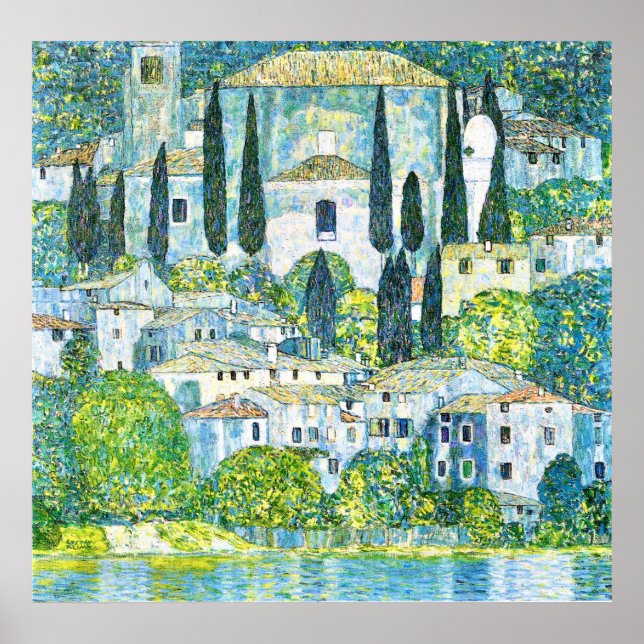 Art Nouveau Church in Cassone by Gustav Klimt Poster (Front)