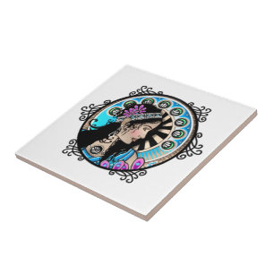 Art Nouveau Circle Painting Samaritan Woman Tile