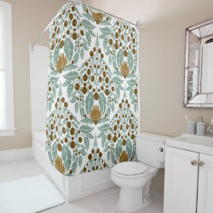Art Nouveau Cocoa & Mint–Vintage Floral Scallop