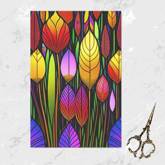 Art Nouveau Colourful Cattails Artwork Tissue Paper