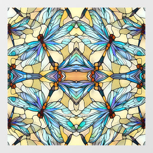 Art Nouveau Colourful Dragonfly Faux Stained Glass Window Cling