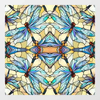Art Nouveau Colourful Dragonfly Faux Stained Glass Window Cling
