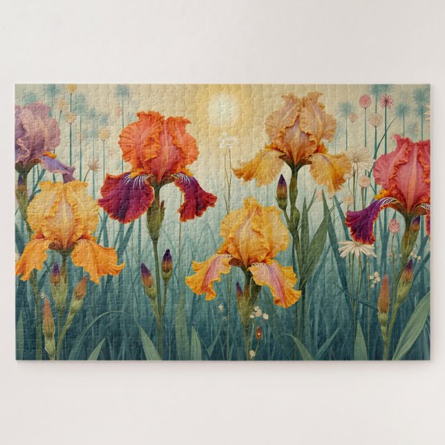 Art Nouveau Colourful Iris Jigsaw Puzzle (Horizontal)