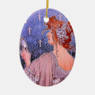 Art Nouveau Corset Advertisement Ceramic Ornament