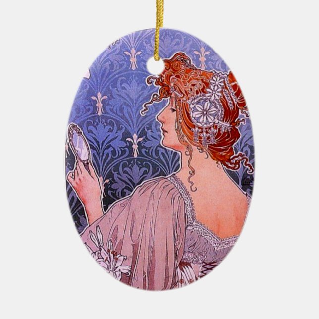 Art Nouveau Corset Advertisement Ceramic Ornament (Front)