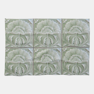 Art nouveau crackle finish flower kitchen towel