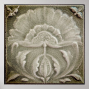 Art nouveau crackle finish flower poster