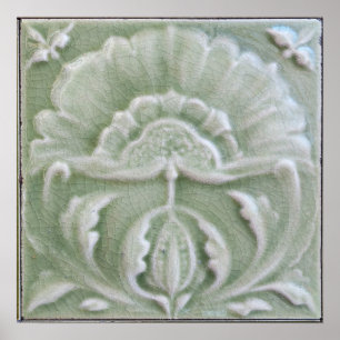 Art nouveau crackle finish flower poster