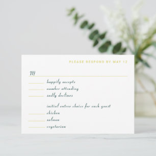 Art Nouveau Custom Color Floral Lily Wedding RSVP Card