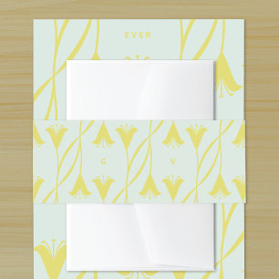 Art Nouveau Custom Colour Floral Lily Wedding Invitation Belly Band