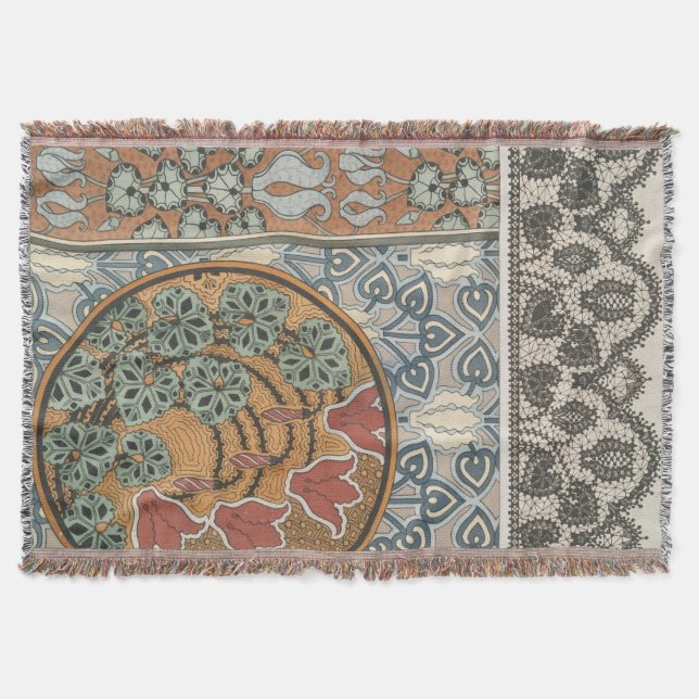 Art nouveau Cyclamen floral Eugene Grasset elegant Throw Blanket (Front)