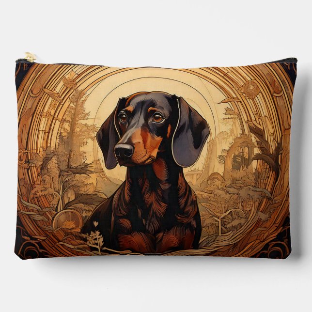 Art Nouveau Dachshund Makeup Bag (Front)