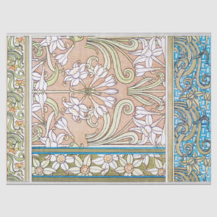 Art nouveau daffodil Verneui textile floral art Tissue Paper